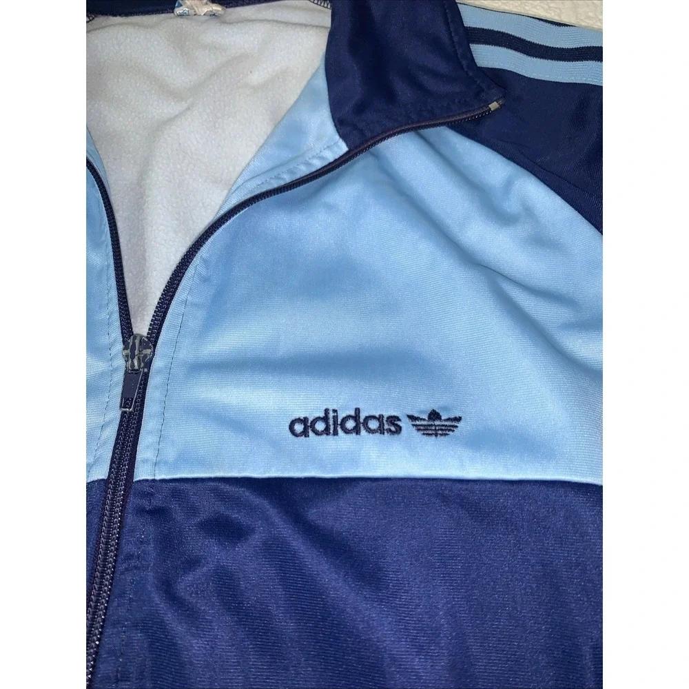 VTG 70s-80s Adidas Zip Up Track Jacket‎ West German Blue Sz 52 (L) 3 Stripe